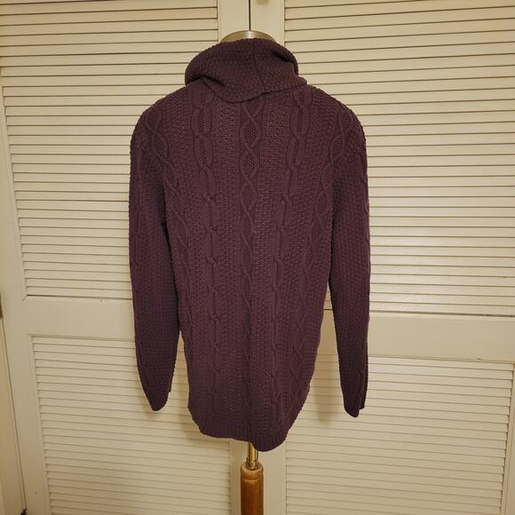 Jeanne Pierre Purple Cable Knit Cowl Neck Sweater Women's XL Cozy Pullover - Picture 2 of 9